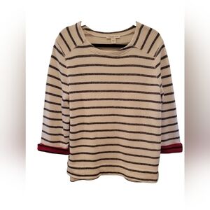 Coldwater Creek Black and Cream Striped Blouse